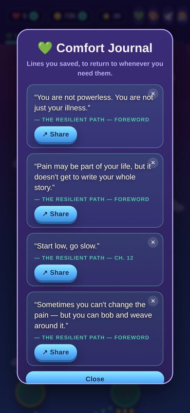 The Comfort Journal holding saved encouragement quotes